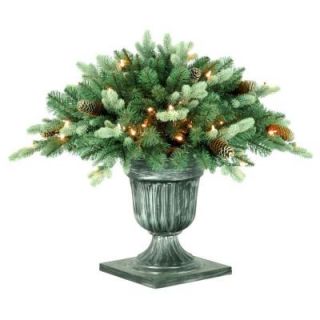 National Tree Company 26 in. Copenhagen Blue Spruce Potted Artificial Porch Bush with Pinecones with 50 Clear Lights PECG3 307 24P