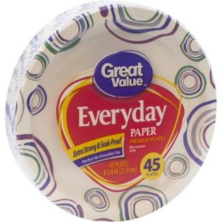 Great Value Heavy Duty Paper Plates, 45 Ct