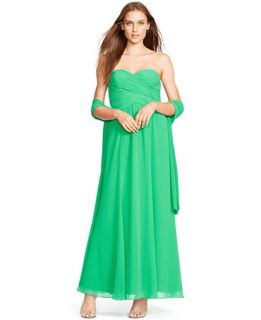 Lauren Ralph Lauren Strapless Ruched Gown   Dresses   Women