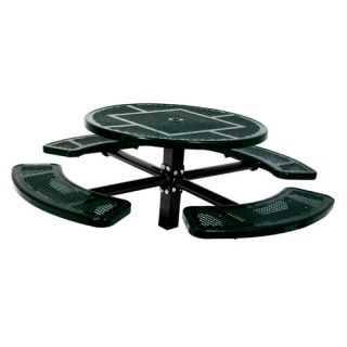 Single Pedestal Inground Round Picnic Table with Perforated Pattern
