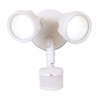 All Pro 180 Degree Motion Activated Outdoor White Twin Head Round LED Security Flood Light MST18R17LW