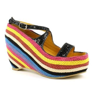Fahrenheit Womens Fig 01 Z Peep toe Colorful Cross strap Knit Wedges