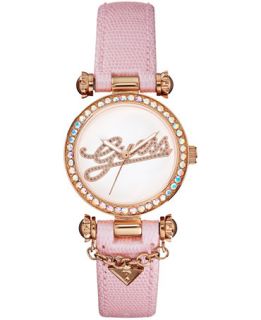 GUESS Womens Pink Metallic Leather Strap Watch 32mm U0304L3