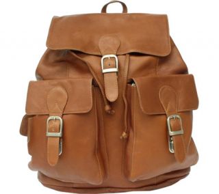 Piel Leather Large Buckle Flap Backpack 9726   Saddle