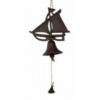 Handcrafted Nautical Decor MD 782 Rustic Cast Iron Hanging Sailboat Bell 8 in.