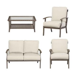 Hampton Bay Bloomfield Woven 4 Piece Patio Deep Seating Set with Cushion Insert (Slipcovers Sold Separately) 151 039 4DSV1NF