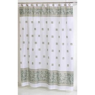 Carnation Home Fashions Windsor Squares Fabric Shower Curtain