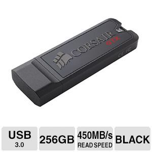 CORSAIR Flash Voyager� GTX 256GB USB 3.0 Flash Drive   Activity LED Light, Windows/Mac/Linux Compatible, USB 3.0 Backwards Compatible, Black   CMFVYGTX3B 256GB