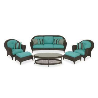 Hampton Bay Monticello Patio Lounge Chairs with Blue Cushions (Set of 2) DISCONTINUED DYMTC LCOTT RD