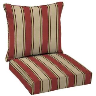 Hampton Bay Wide Chili Stripe Welted 2 Piece Deep Seating Outdoor Dining Chair Cushion Set JE21911B D9D1