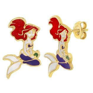 In Season Jewelry Gold Plated 18k Girl Earrings Princess Mermaid Teen