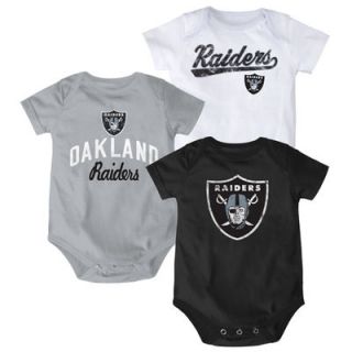 Oakland Raiders Infant 3 Pack Creeper Set   Silver/Black/White