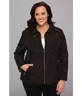 Jessica Simpson Plus Size Quilted Jacket W Floral Lining Black, Black