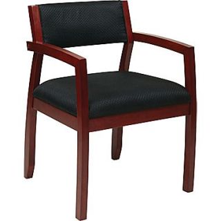 Office Star OSP Furniture Black Fabric Guest Chair With Upholstered Back, Napa Cherry Finish