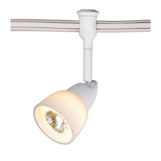 Commercial Electric 1 Light White Flexible Track Lighting Head with White Glass Shade EC5466WH
