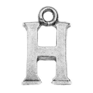 Nunn Design Alphabet Charm, Letter H 14.5mm, 1 Piece, Antiqued Silver