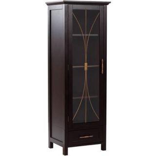 Elegant Home Fashions Alma Linen Tower Storage Cabinet, Espresso