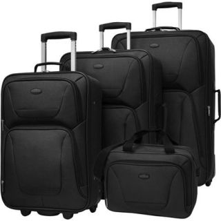 U.S. Traveler 4 Piece Lightweight Luggage Set, Black