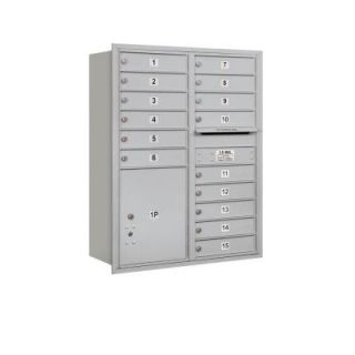 Salsbury Industries 41 in. H x 31 1/8 in. W Aluminum Rear Loading 4C Horizontal Mailbox with 15 MB1 Doors/1 PL5 3711D 15ARU