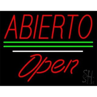 Sign Store N100 3865 clear Abierto Green Lines Open White Line Clear Backing Neon Sign, 31 x 24 x 1 inch