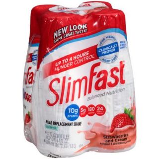 SlimFast Strawberries and Cream Meal Replacement Shakes, 11 fl oz, 4 count