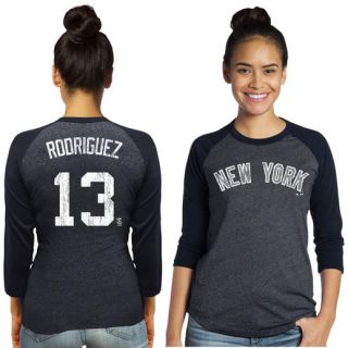 Majestic Threads Alex Rodriguez New York Yankees Womens Navy Name & Number Raglan Three Quarter Sleeve T Shirt