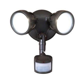 All Pro 180 Degree Motion Activated Outdoor Bronze Twin Head Round LED Security Flood Light MST18R17L