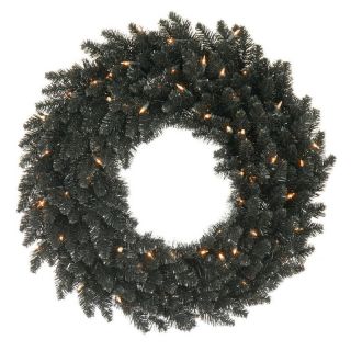 Vickerman Black Fir Pre Lit Wreath   Clear Lights   Christmas Wreaths