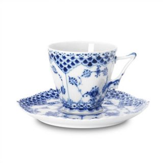 Royal Copenhagen Blue Fluted Full Lace 5 oz. Cup and Saucer