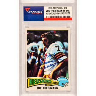 Joe Theismann Washington Redskins  Authentic Autographed 1975 Topps Rookie #416 Card with 1983 NFL MVP Inscription
