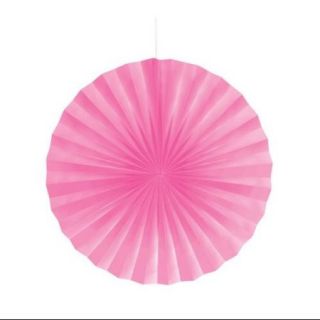 Club Pack of 12 Candy Pink Hanging Tissue Paper Fan Party Decorations 16"