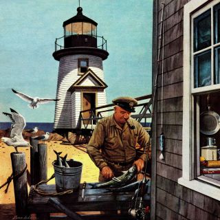 Lighthouse Keeper Painting Print on Wrapped Canvas by Marmont Hill