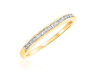 1/8 Carat T.W. Round Cut Diamond Ladies Wedding Band 10K White Gold  Size 9.25