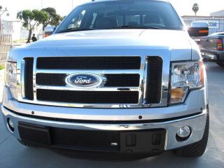 2009 2012 FORD F150 LARIAT & KING RANCH MDL GRILLE UPPER 6pc and BUMPER INSERT (fits all except Raptor,Lariat limited,Harley Edition) (Black Finish)