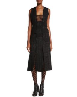 Proenza Schouler Sleeveless Textured Panel Dress, Black