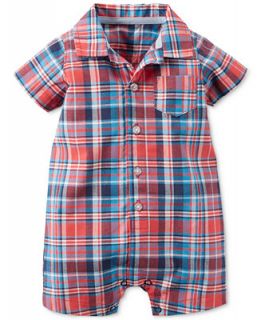 Carters Baby Boys Plaid Button Front Romper   Kids & Baby