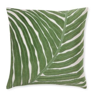 Velvet Leaf Applique Pillow Cover, Green