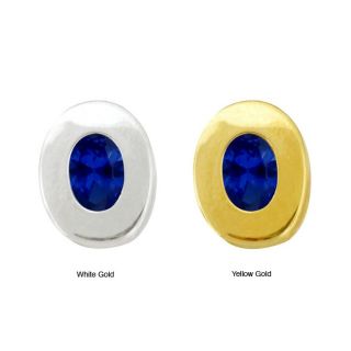 10k Gold Synthetic Sapphire Contemporary Oval Earrings   13970211