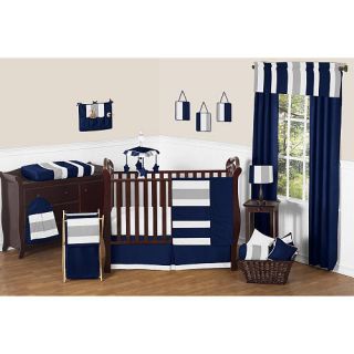 Sweet Jojo Designs Navy Blue and Gray Stripe 11 Piece Baby Crib Bedding Set    Sweet JoJo Designs
