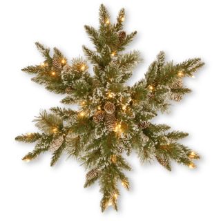 32 Glittery Bristle Pine Snowflake with Clear Lights   17699538