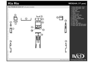 2003, 2004, 2005 Kia Rio Wood Dash Kits   B&I WD524A DCF   B&I Dash Kits
