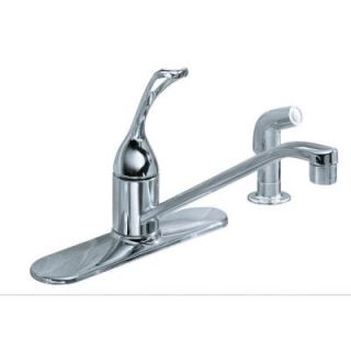KOHLER Coralais Single Handle Low Arc Standard Kitchen Faucet with Side Sprayer and Ground Joints in Polished Chrome K 15172 TL CP