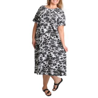La Cera Womens Plus Size Short Sleeve Floral Printed Dress   15320286