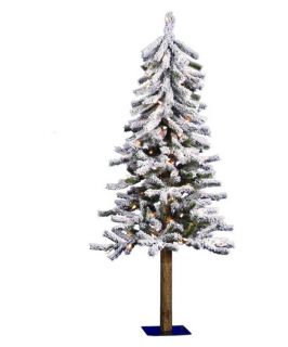 ft. Flocked Alpine Pre lit Christmas Tree   Christmas Trees