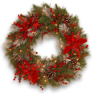 24 in. Decorative Collection Tartan Plaid Wreath   Christmas Wreaths