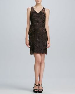 Sue Wong Sleeveless Embroidered Cocktail Dress