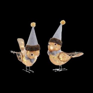 Home Accents Holiday 18 in. Pre Lit Burlap Birds (Set of 2) TY228 1414 0
