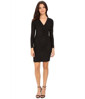 Calvin Klein Long Sleeve Wrap Dress with Lace Inserts CD6A1774 Black