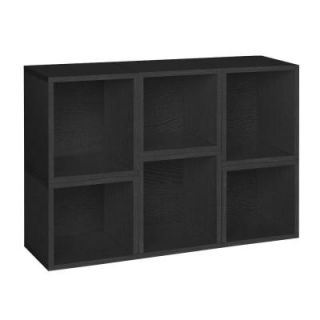 Way Basics Arlington 6 Cube Stackable Modular Bookcase Storage Shelf in Black Wood Grain PS MCCP 6 BK