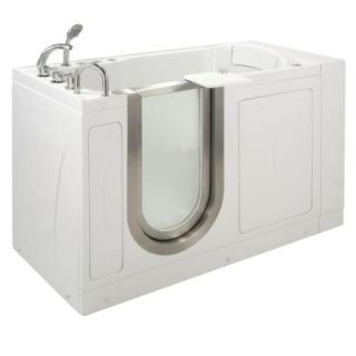 Ella Petite 4.33 ft. x 28 in. Acrylic Walk In Dual (Air and Hydro) Massage Bathtub in White with Left Drain/Door 93167